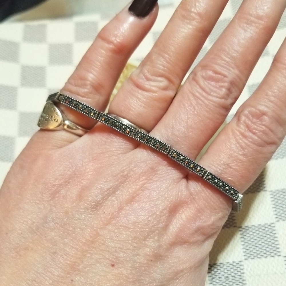 Art Deco Marcasite Sterling Silver Bracelet - Picture 7 of 7